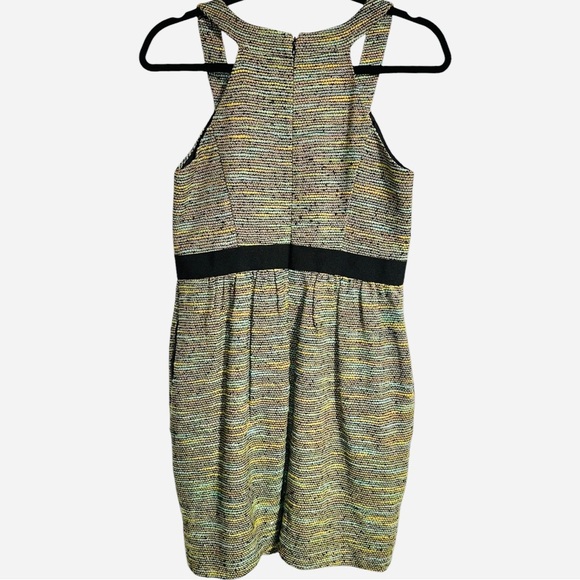 Shoshanna Green Stripe Silk Blend Metallic Sleeveless Tweed Dress - Size 6 - Picture 3 of 9